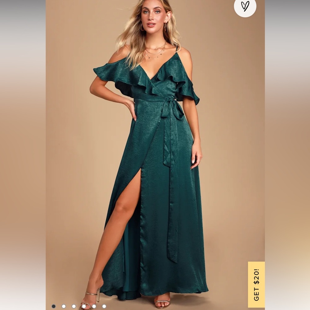 Lulus maxi green wrap dress
